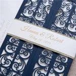 Gold Floral Diamond Drop Laser Cut Wedding Invitation
