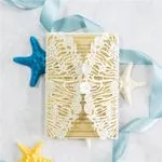 Gold Floral Foil Laser Cut Wrap Wedding Invitation