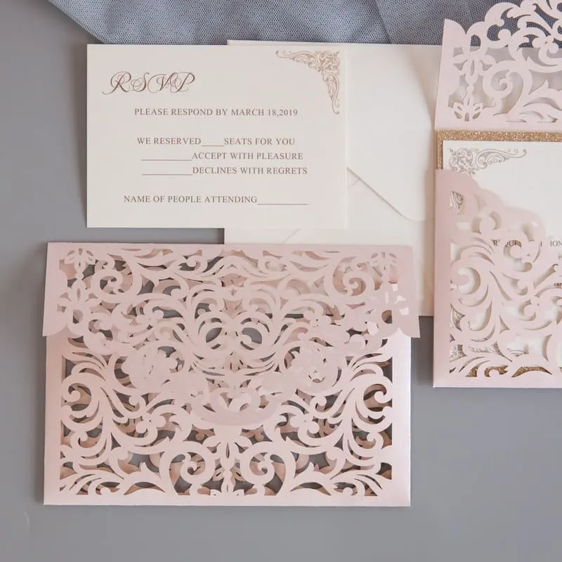 Gold Love Tree Laser Cut Wedding Invitation