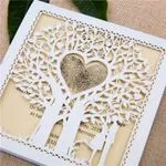Grey Floral Laser Cut Pocket Wedding Invitation