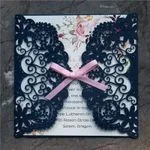 Metallic Gold Laser Cut Pocket Wedding Invitation