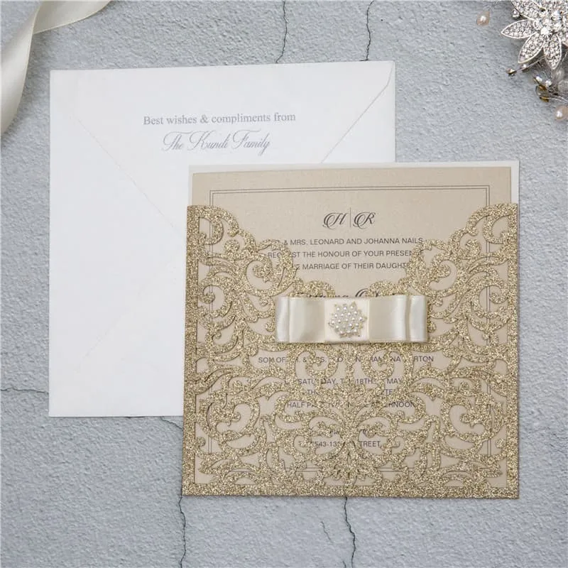 Navy Blue Gate Laser Cut Wedding Invitation
