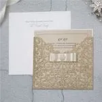 Navy Blue Gate Laser Cut Wedding Invitation