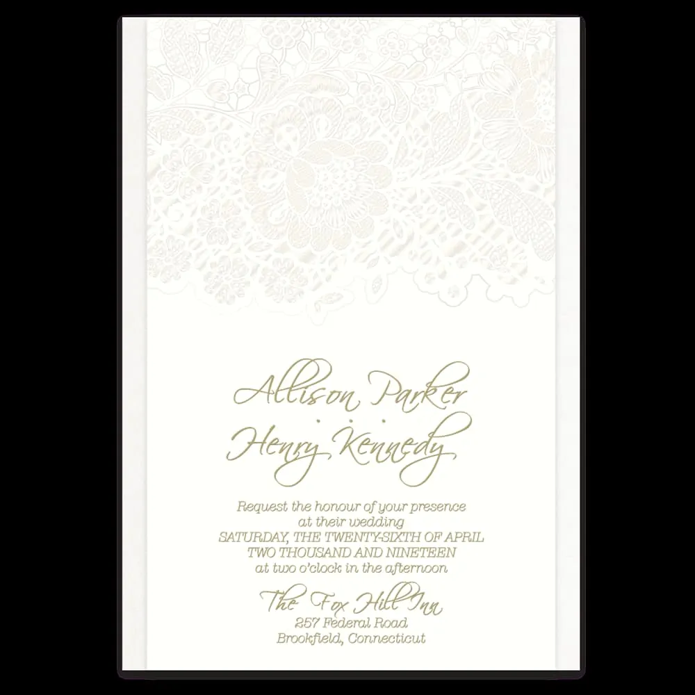 Mechlin Lace Fancy Luxury Wedding Invitation
