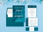 Blue Marble Spanish & English Elegant Wedding Invitation
