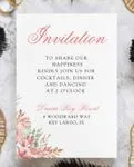 Pink Flowers Simple Flat 5x7 Wedding Invitation