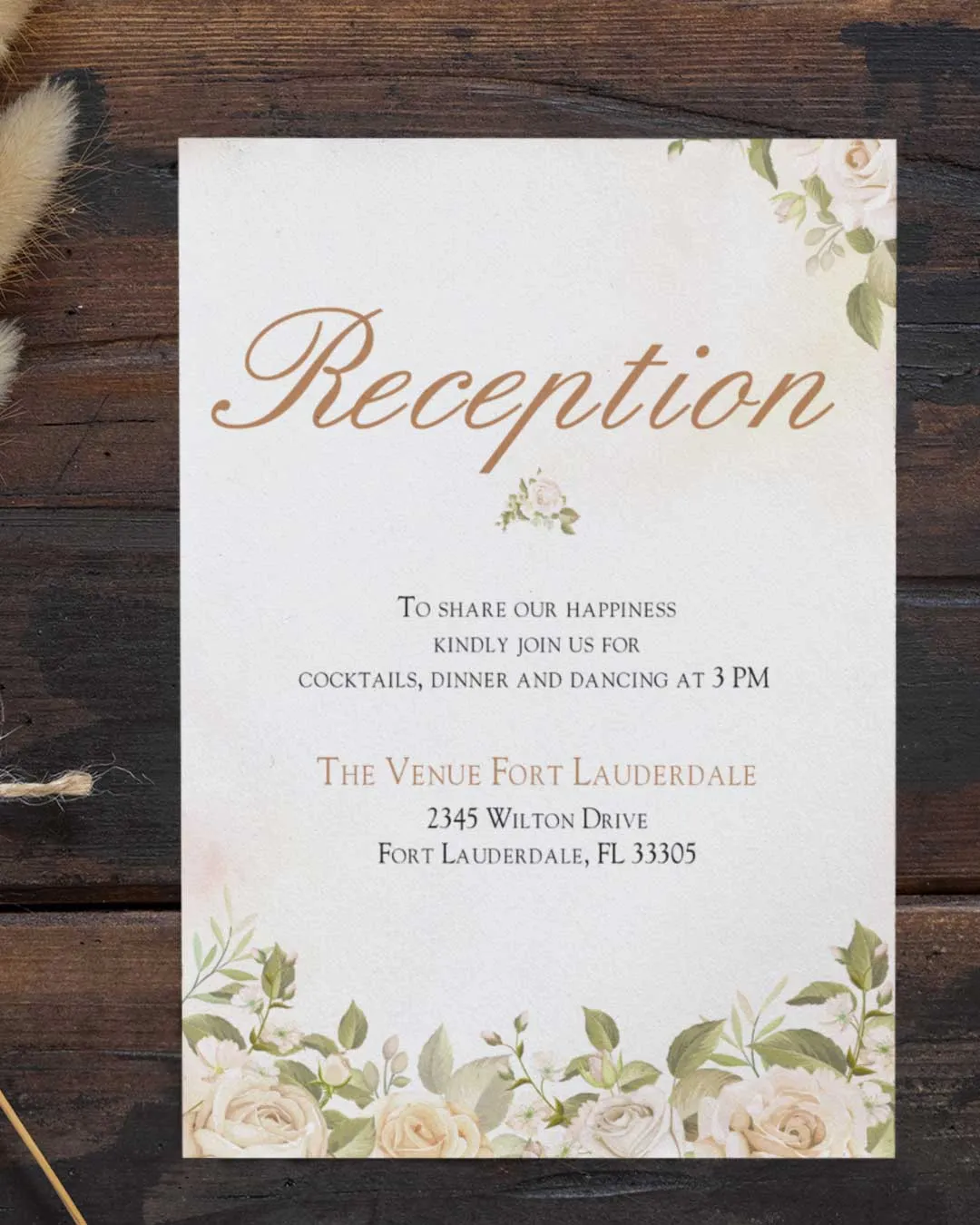 Handmade Flower Set Simple Flat 5x7 Wedding Invitation