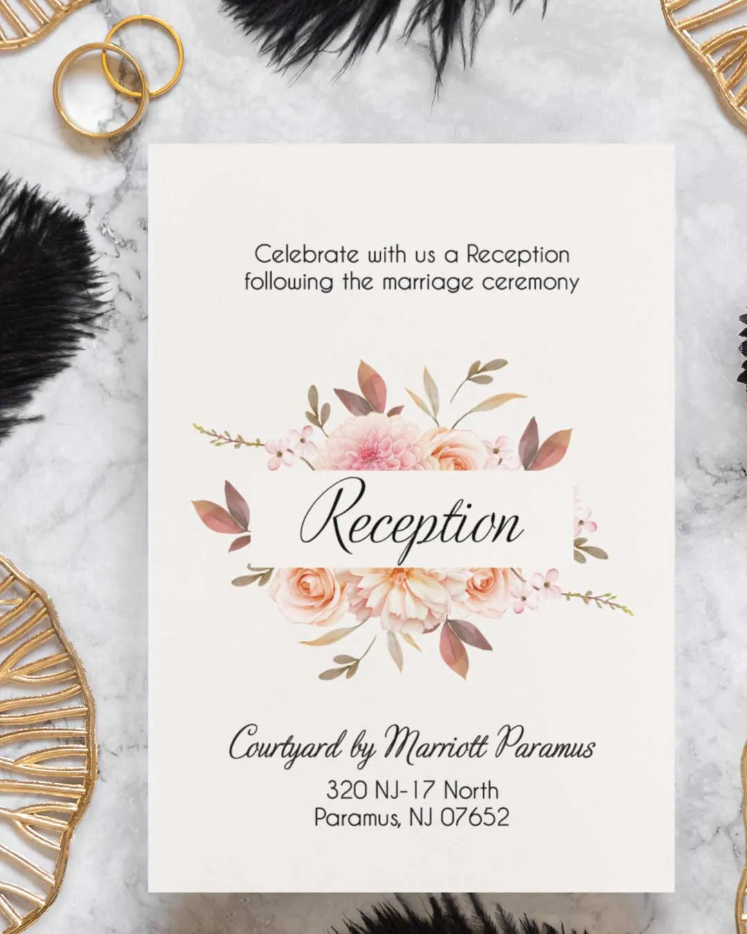 Gentle Pink Bouquet Simple Flat 5x7 Wedding Invitation