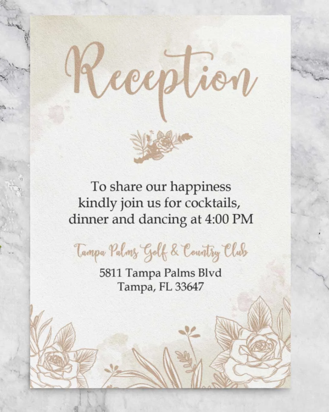 Handmade Flower Silhouettes Simple Flat 5x7 Wedding Invitation