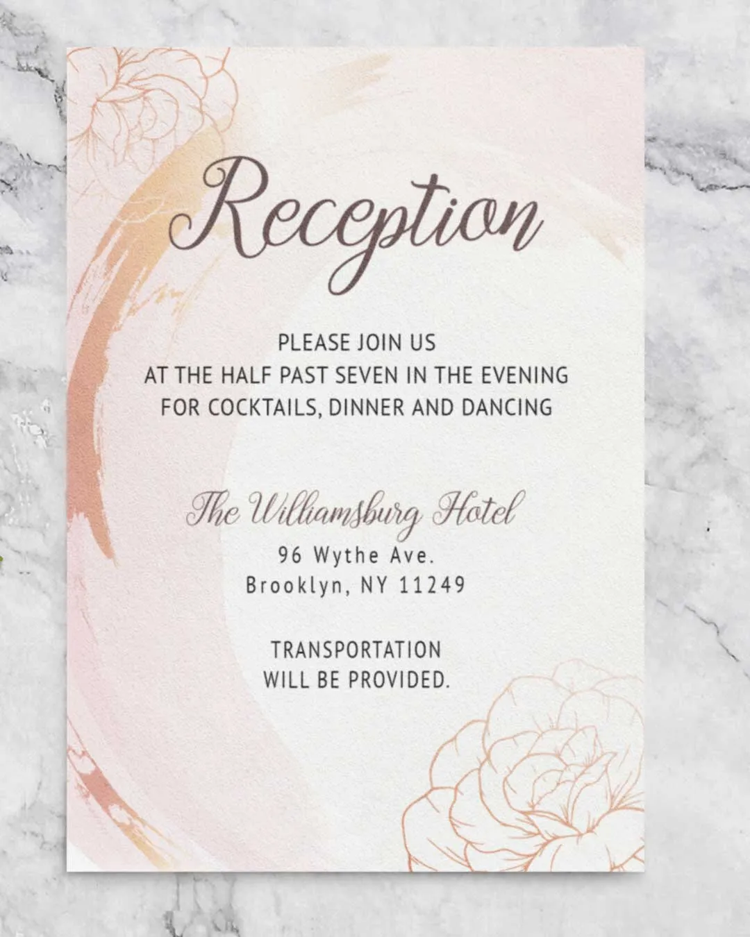 Pink Paint Strokes Simple Flat 5x7 Wedding Invitation