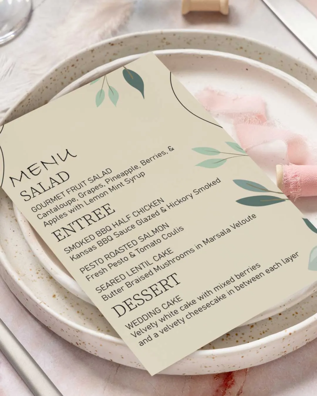 Nature In Your Home Wedding Menu Cards