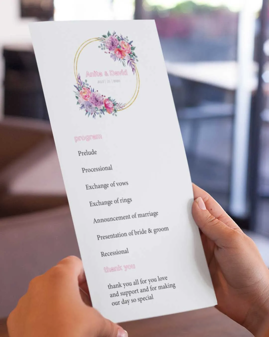 Flower Harmony Wedding Program Cards