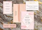 Blush Pink Diamond Spanish & English Elegant Wedding Invitation
