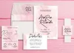 Blush Pink Strokes Spanish & English Elegant Wedding Invitation