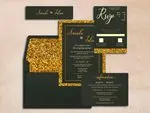 Classic Black White Gold Spanish & English Elegant Wedding Invitation