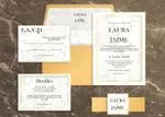 Marble with Double Gold Border Spanish & English Elegant Wedding Invitation