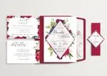 Red Diamond Spanish & English Elegant Wedding Invitation
