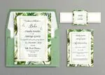 Tropical Calligraphy Spanish & English Elegant Wedding Invitation
