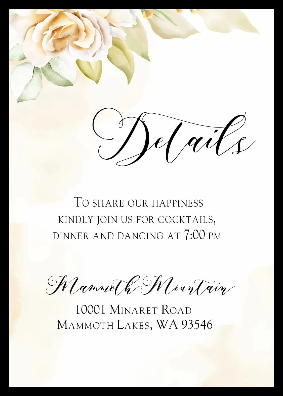 Watercolor Gold Wedding Invitations Elegant Flowers