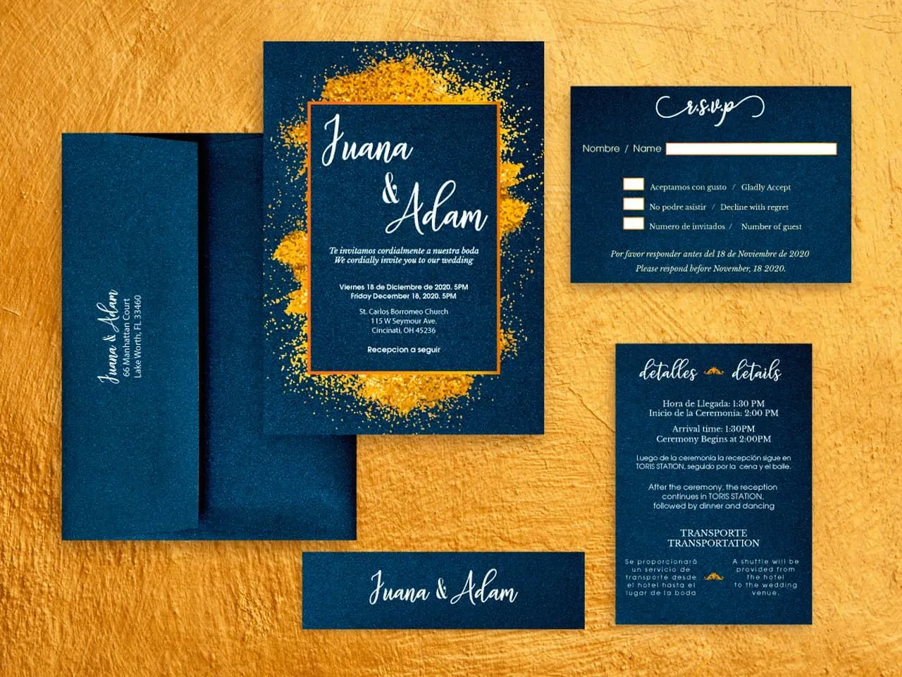 White on Blue Metallic and Orange S/E Elegant