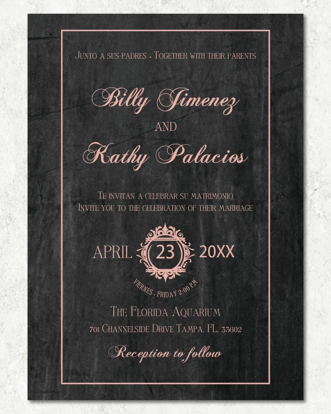 Elegant Pink Foil Wedding Invitation