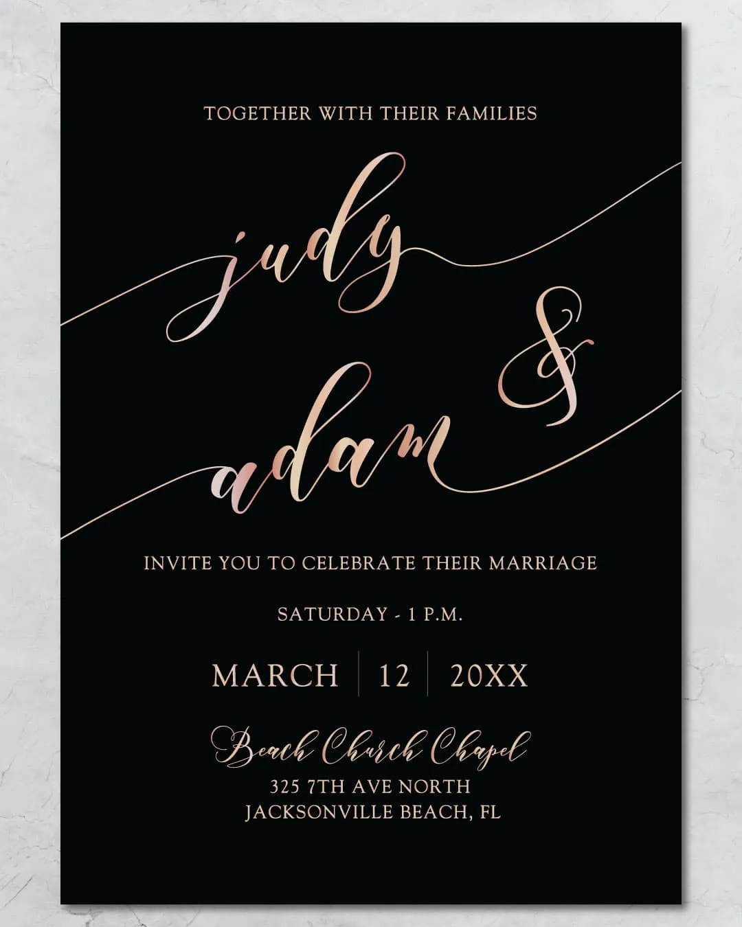 Enviable Galactic Pink Foil Wedding Invitation