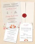 Animal and Floral Invitation Vellum Wrapped Vietnamese & English Wedding Invitation