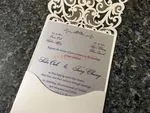 White Heart Diamond Drop Laser Cut Wedding Invitation