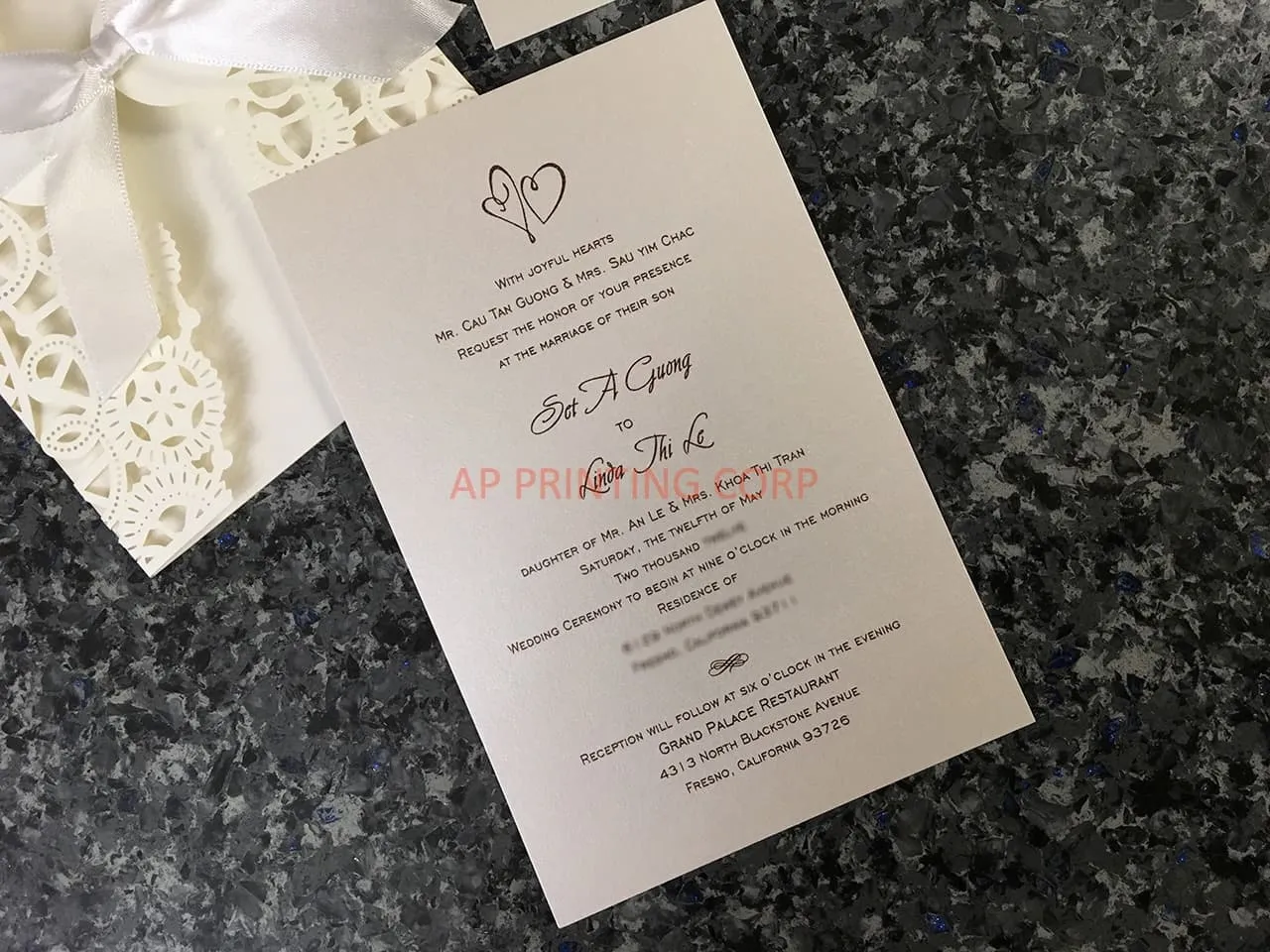CL-WRAP-57 M-M Ivory Lotus Seeds Laser Cut Wedding Invitation