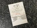 CL-PF-57 MMM White Peacock Feather Pocket Laser Cut Wedding Invitation