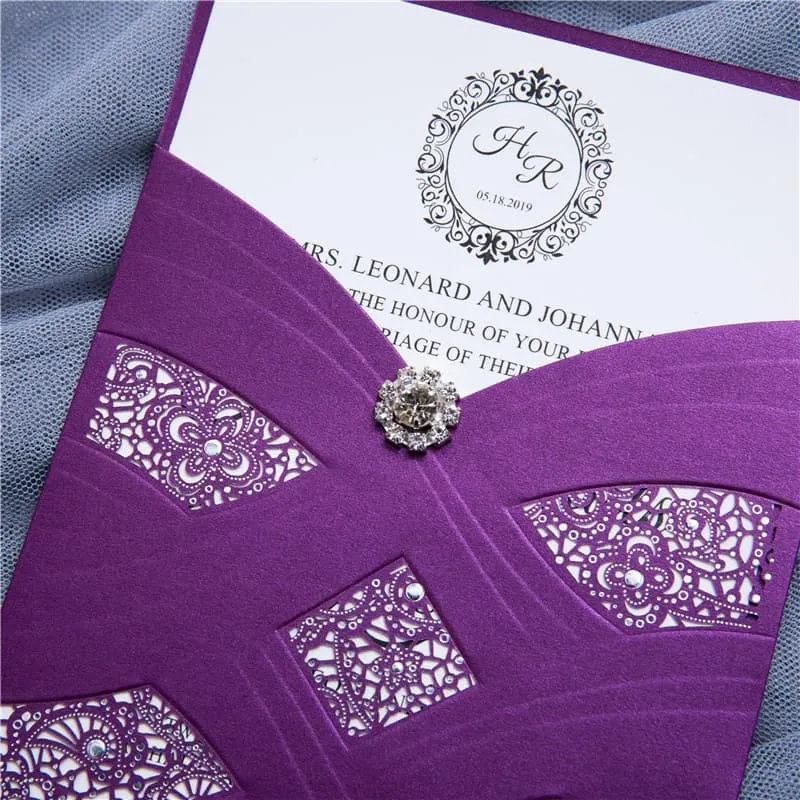 CL-SLIDER-58 M-N Midnight Peony Tall Slider Laser Cut Wedding Invitation