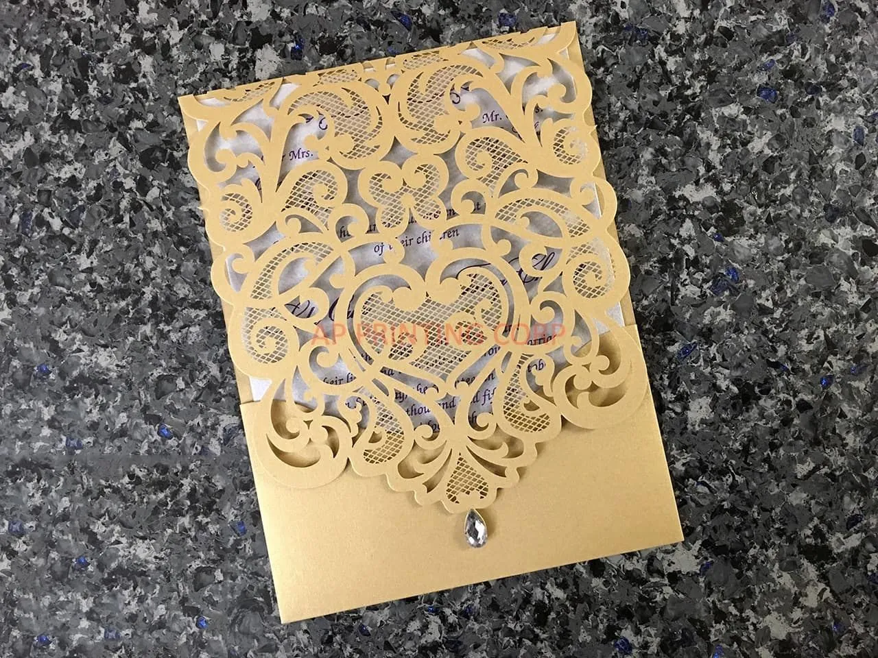 CL-WRAP-66 MPM White Table Setting Lace Laser Cut Wedding Invitation