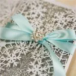 CL-SLIDER-66 MMM White Fleur De Lis Laser Cut Wedding Invitation