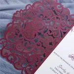 Ivory Floral Laser Cut Wrap Wedding Invitation