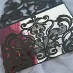 White Lace Tri-Fold Laser Cut Wedding Invitation