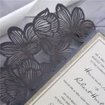 White Laser Cut Wrap with Ribbon Wedding Invitation