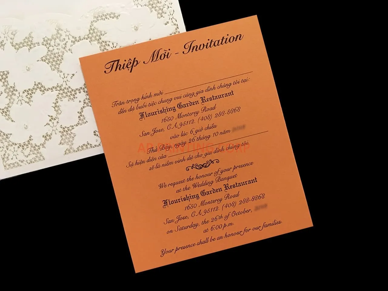 Burgundy and Gold Vine Laser Cut Wrap Wedding Invitation