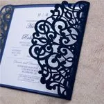 CL-PF-57 M-M Gold Heart Diamond Drop Laser Cut Wedding Invitation