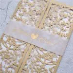 CL-SLIDER-57 N-M White Flowers, Lace Trims Laser Cut Wedding Invitation