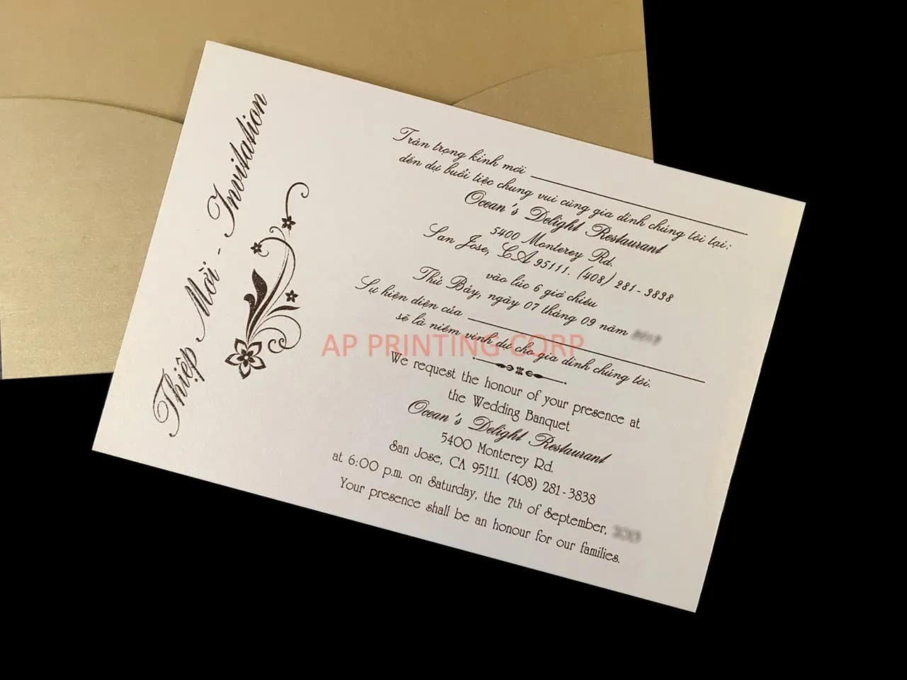 CL-SLIDER-57 N-M White Flowers, Lace Trims Laser Cut Wedding Invitation