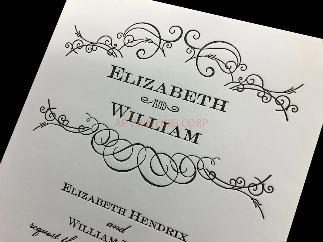 Letterpress Swirls [CC-90] Fancy Luxury Wedding Invitation
