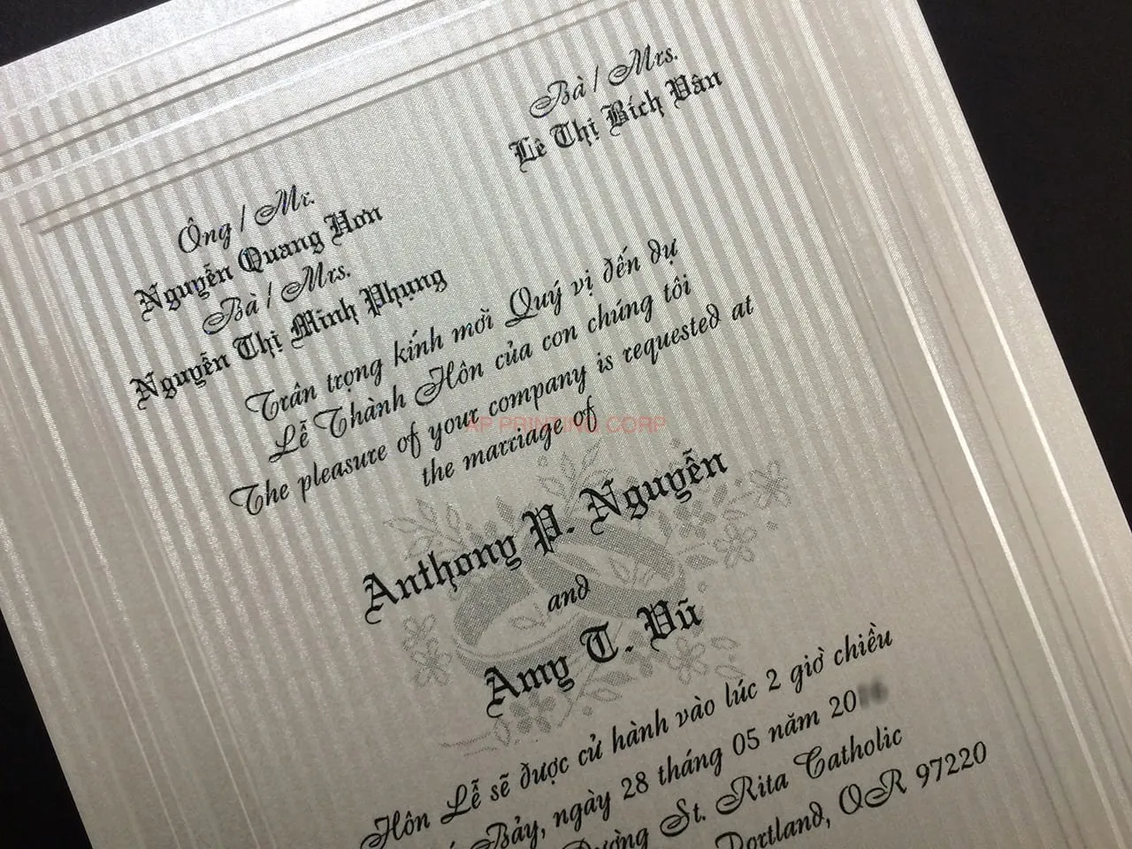 K8107 [I-12] Vietnamese & English Wedding Invitation