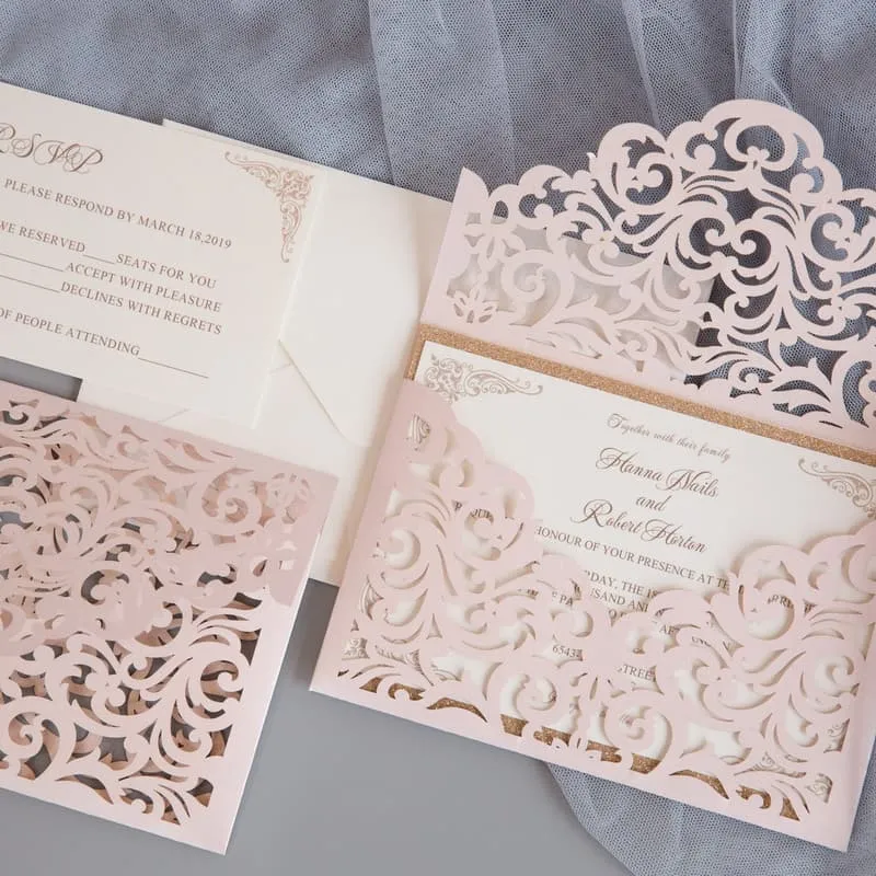 Gold Love Tree Laser Cut Wedding Invitation