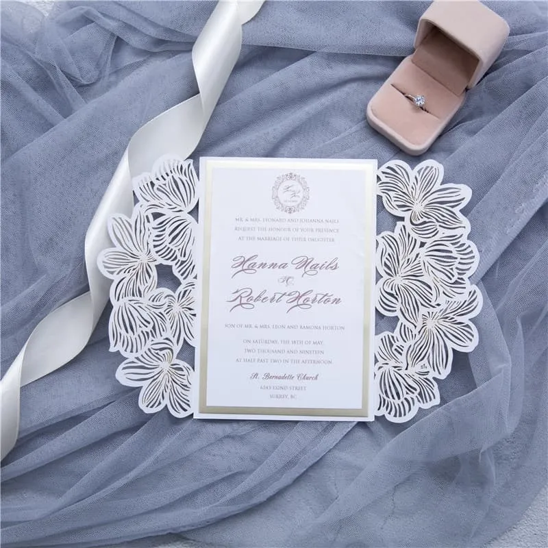 Luxurious Eiffel Tower Laser Cut Wedding Invitation
