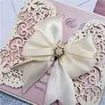 Metallic Gold Laser Cut Pocket Wedding Invitation