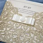 Navy Blue Gate Laser Cut Wedding Invitation