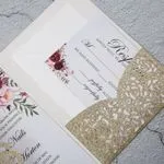 Purple Laser Cut Pattern Wedding Invitation