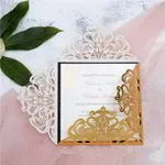 Rustic Brown Laser Cut Wedding Invitation