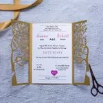 Silver Lace Foil Laser Cut Wrap Wedding Invitation