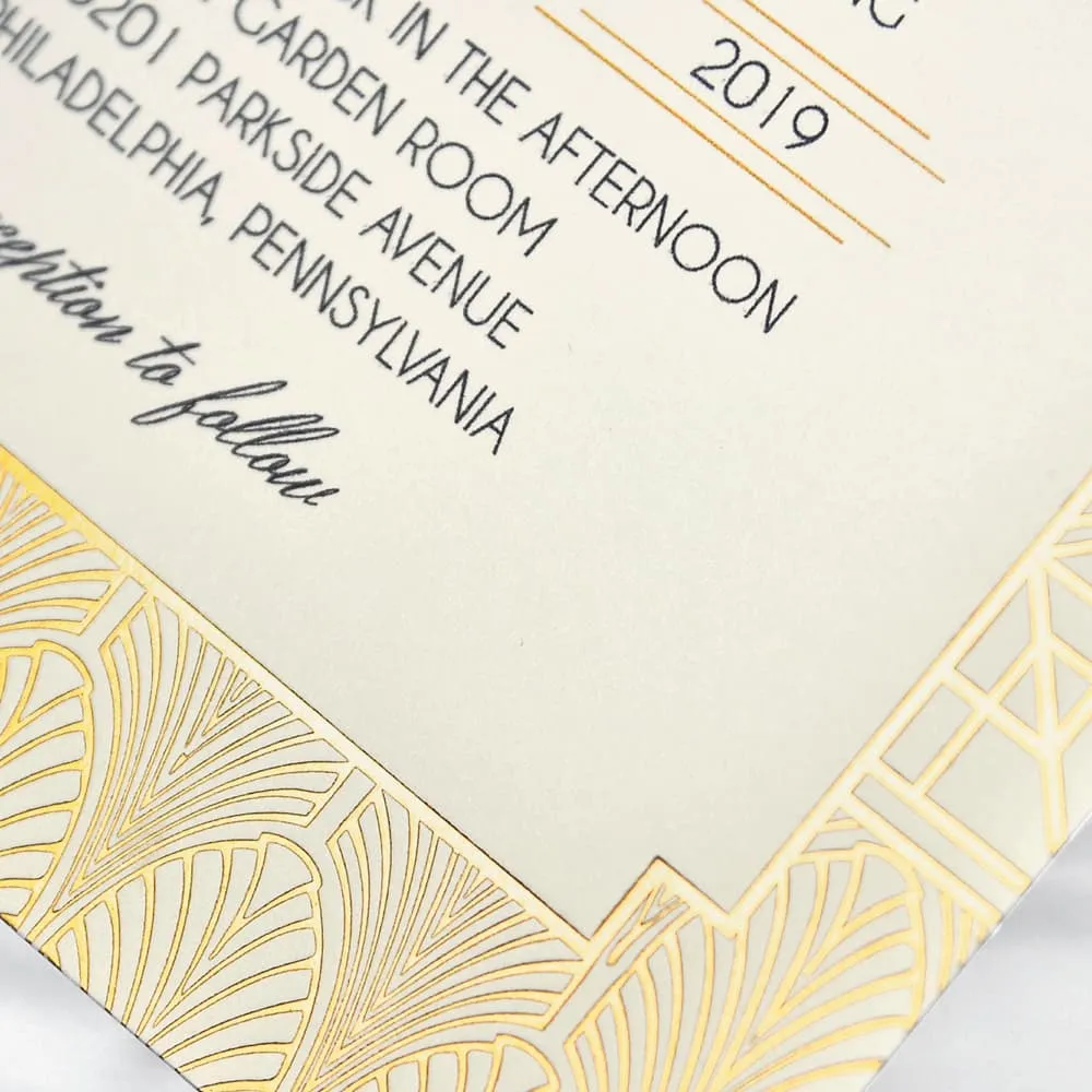 Golden Carvings Foil Fancy Luxury Wedding Invitation